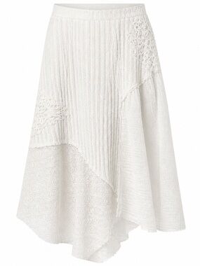 POL White Textured Patchwork Midi Skirt . Sz. M